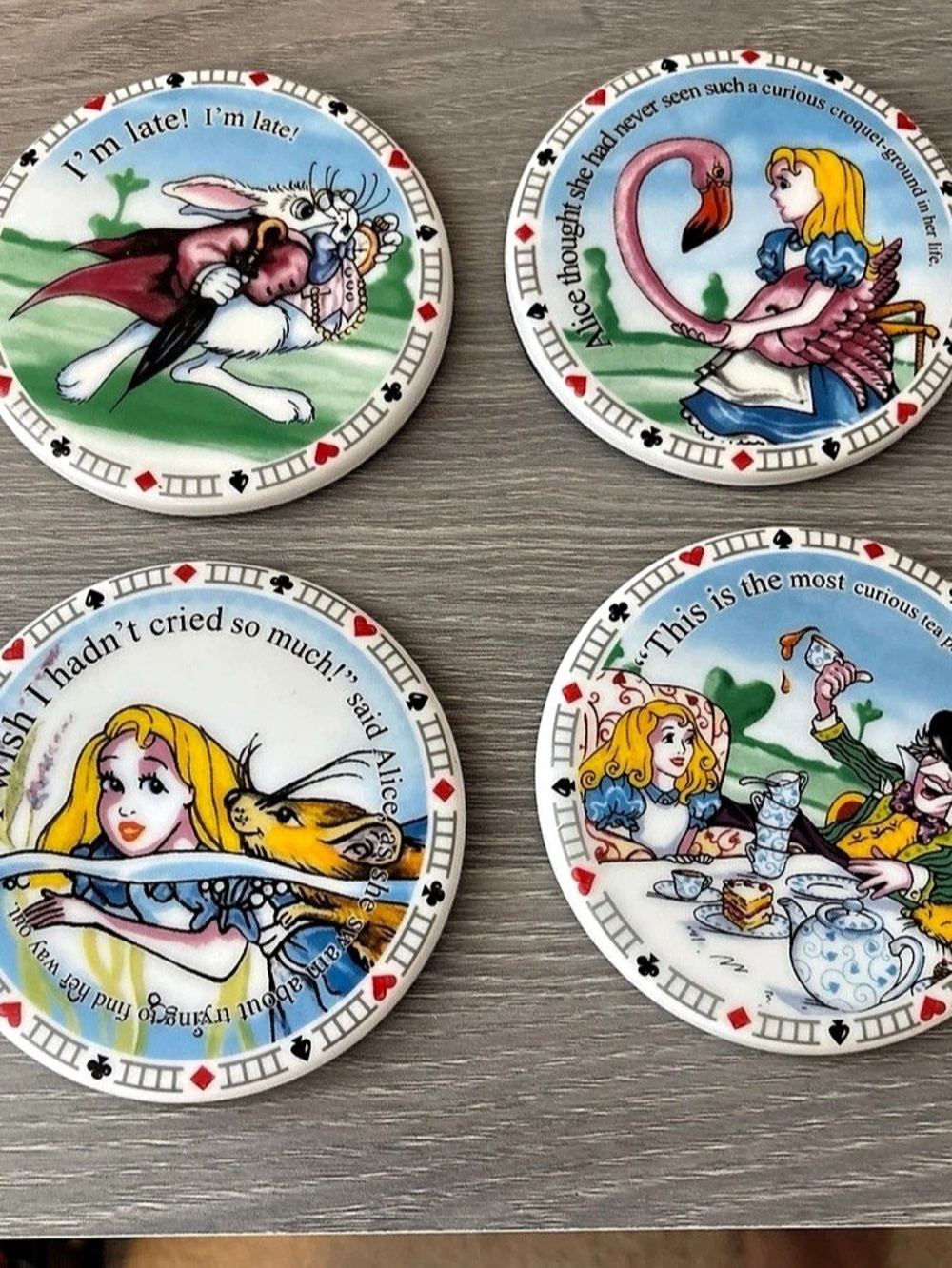 Cardew Design Alice in Wonderland Coaster Set 4 Coaster Set 4 Blue & White